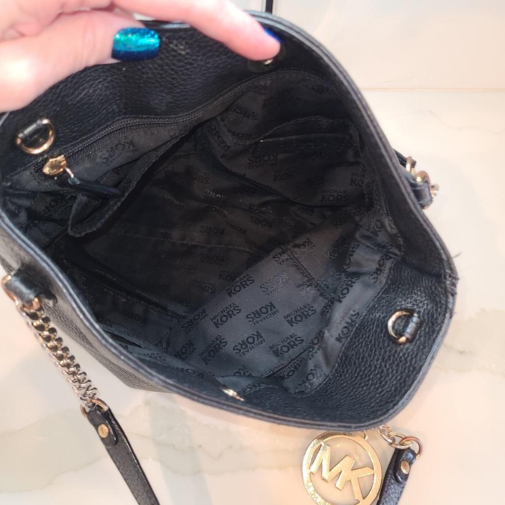Michael Kors Black Pebbled Leather Tote GUC - Picture 6 of 8